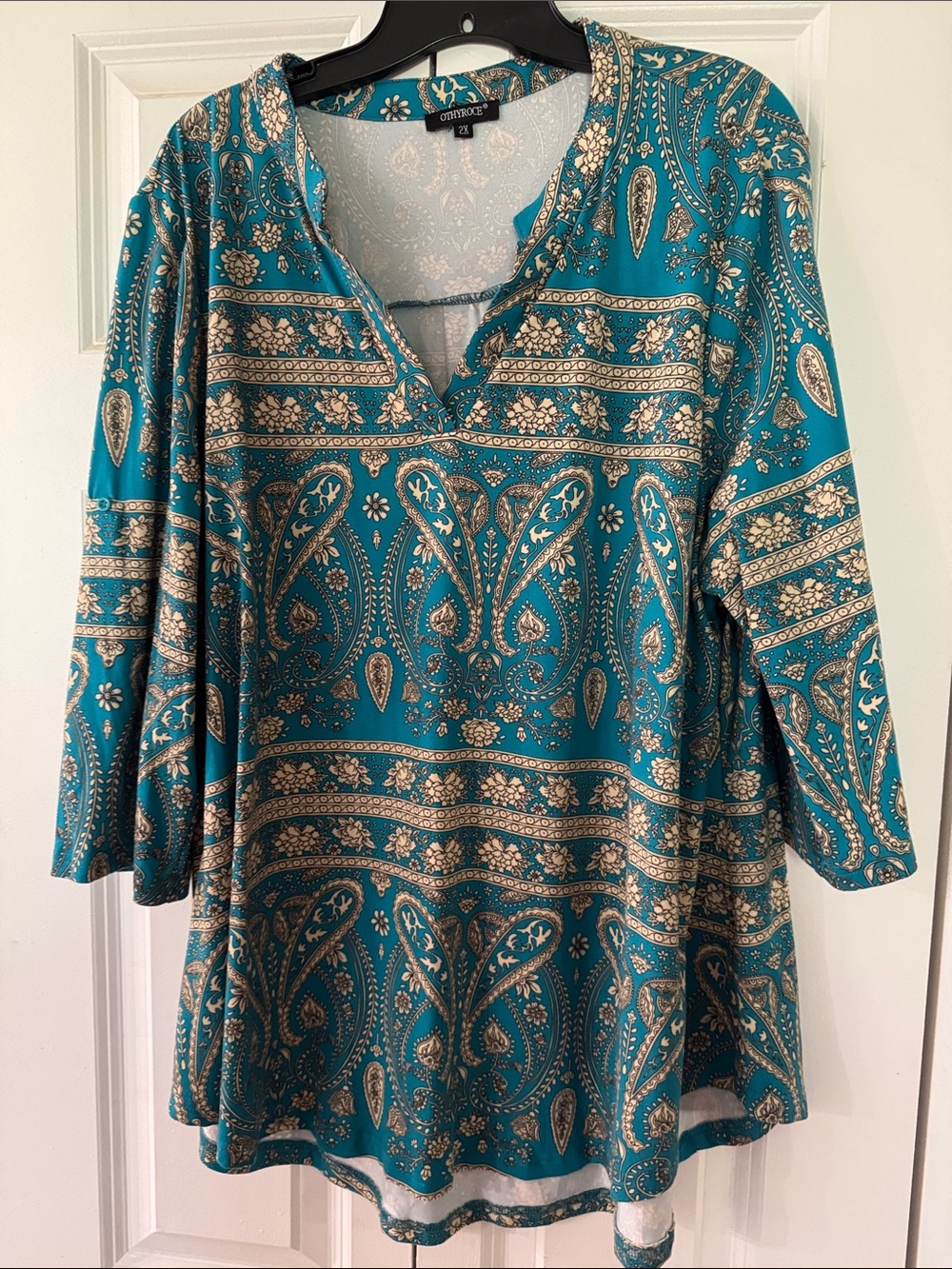 Teal Paisley V-Neck Tunic